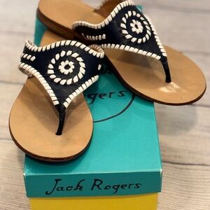 Jack Rogers Black and White Thong Sandals